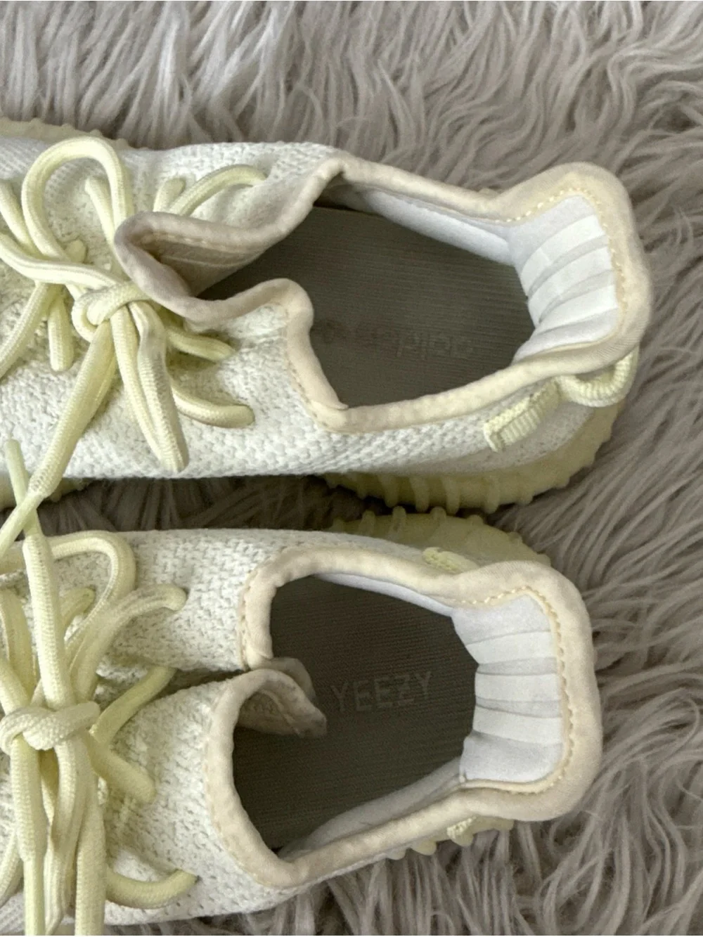 adidas Lightweight Knit Sneakers in Pale Yellow and Cream
